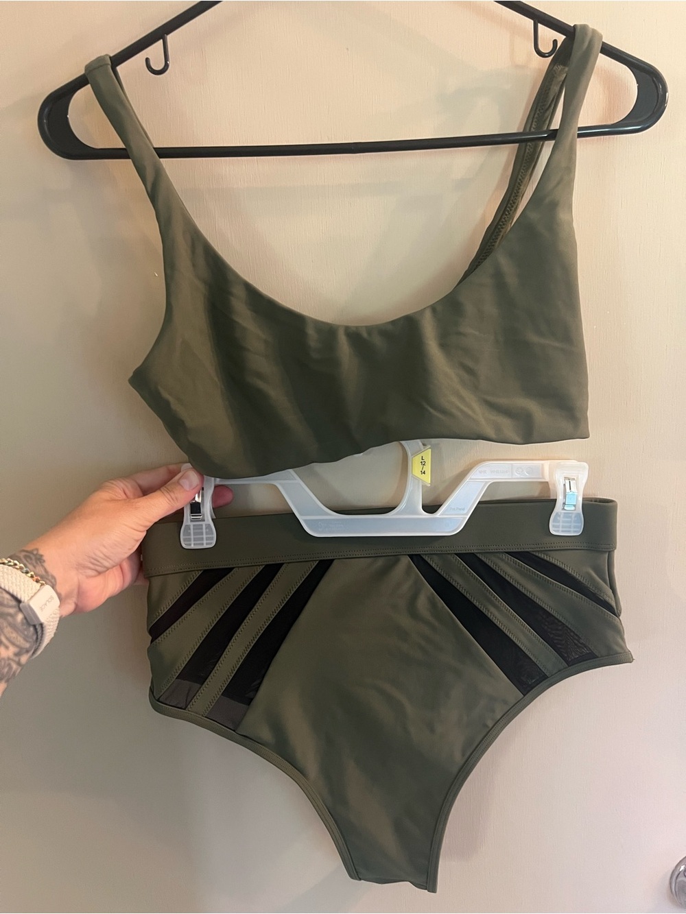 Never worn-Express Olive Green Two-Piece High-Waist Bikini